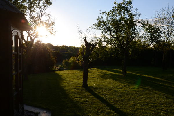 Abendstimmung am Ferienhaus Auenland
